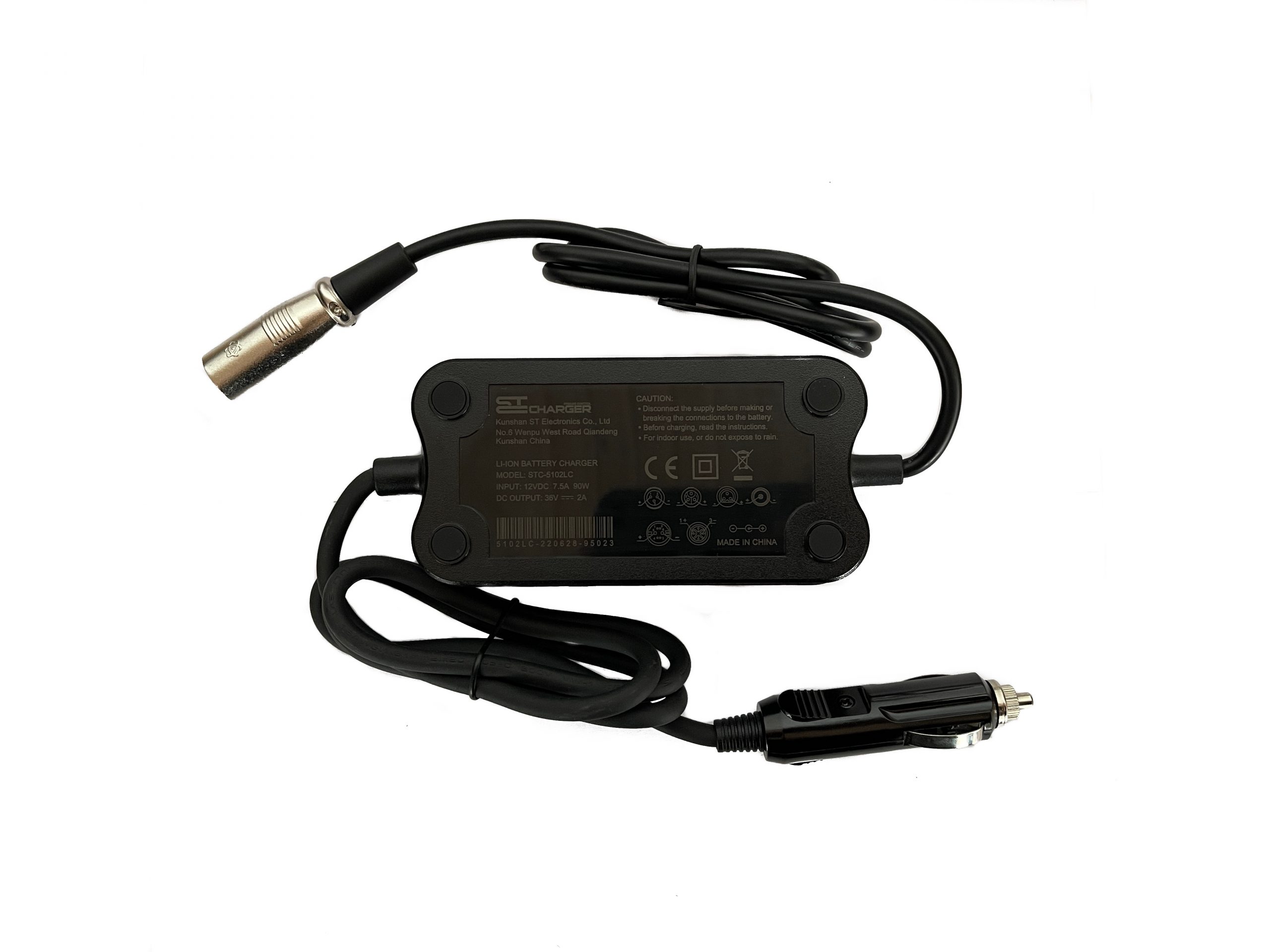 Elcykel oplader til bilen – 12V til 36V (XLR stik) 3 36V 2A lader