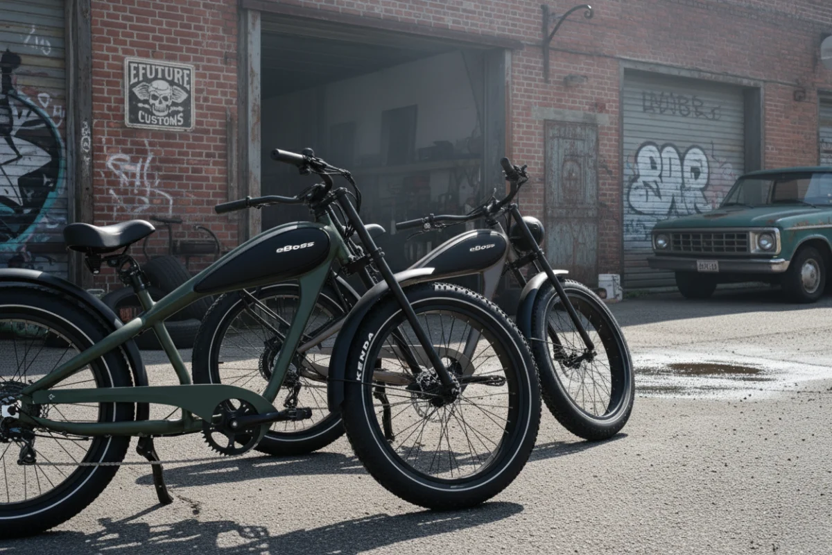 Army grøn og mokka farvet eBoss fra EFUTURE Fatbike elcykel