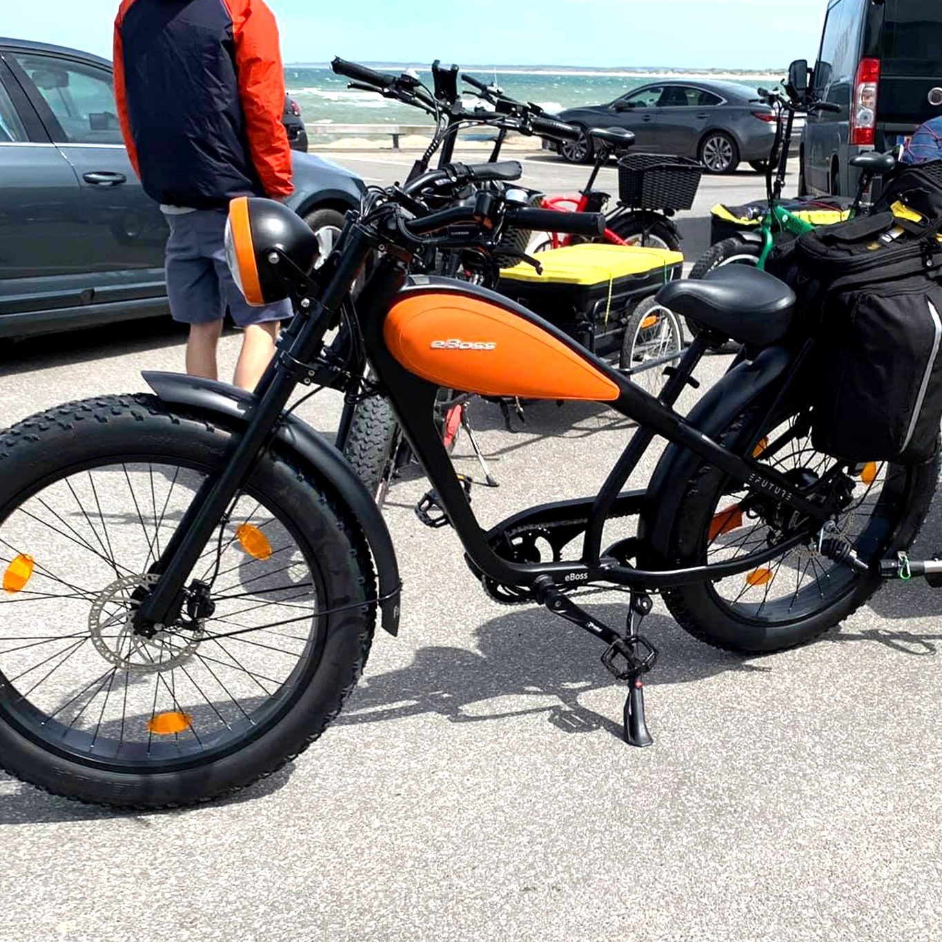EFUTURE eBoss Fatbike Elcykel Motorcykel Sort med cykeltrailer
